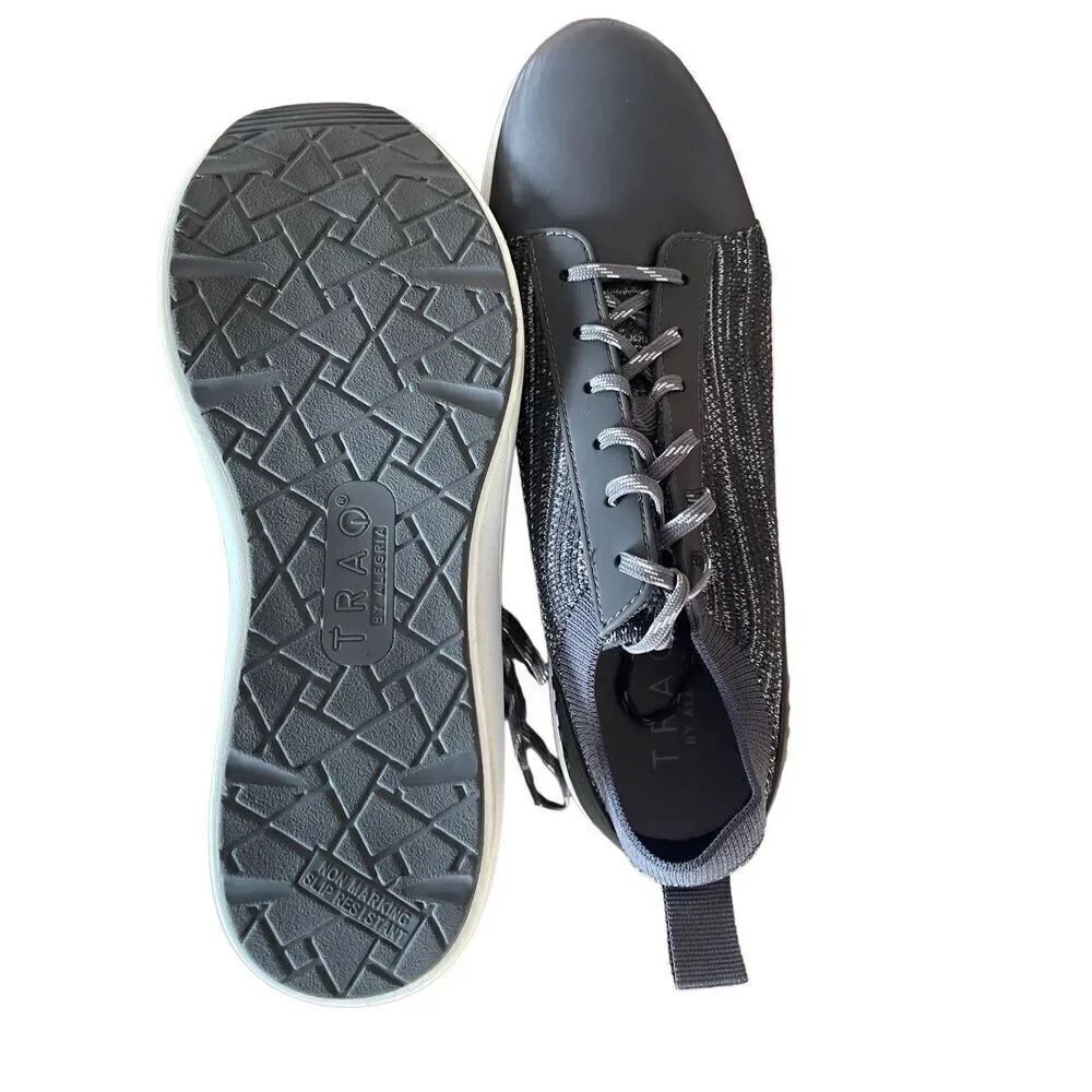 Traq By Alegria Womens Charcoal Gray Lace Up Knitted Qest Atheltic Shoes Size 40 - Picture 3 of 9